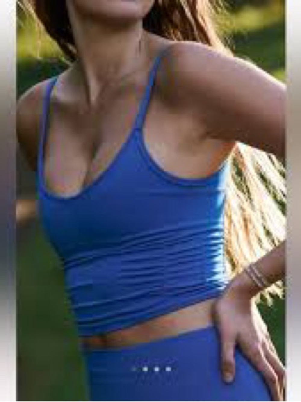 FP Movement by Free People Cobalt Blue Scoop-Neck scrunch side Crop Tank